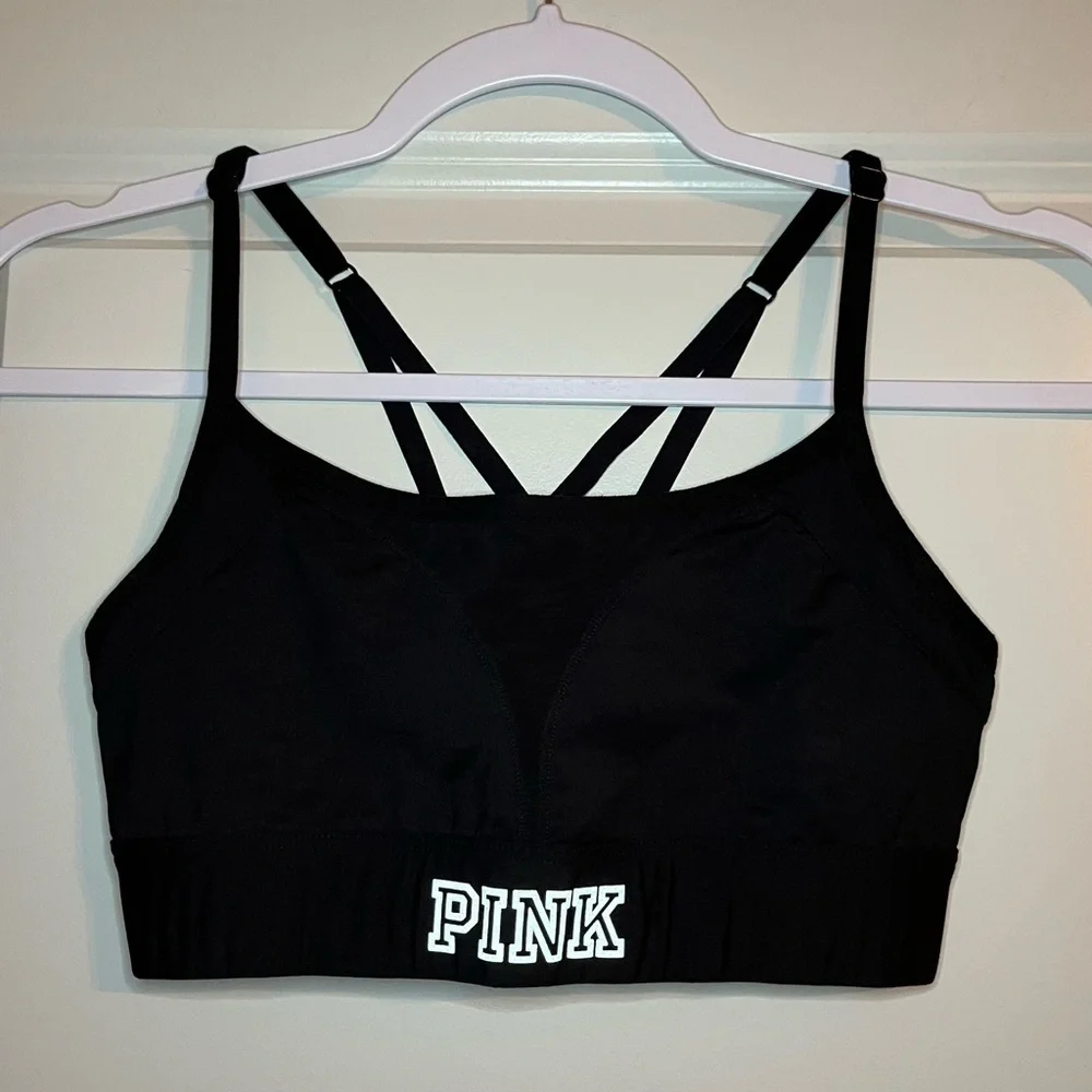 VS PINK | Ultimate Strappy Unlined Sports Bra in Black Size XS